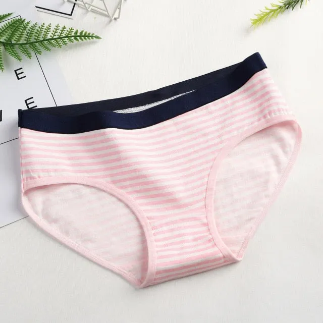 1pcs Women Stripe Briefs Cotton Sexy Panties Underwear Oversize Ladies Cartoon Cute Soft Kawaii Cute Plus Size XL/XXL Panty 20