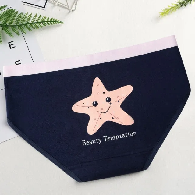 1pcs Women Stripe Briefs Cotton Sexy Panties Underwear Oversize Ladies Cartoon Cute Soft Kawaii Cute Plus Size XL/XXL Panty 20