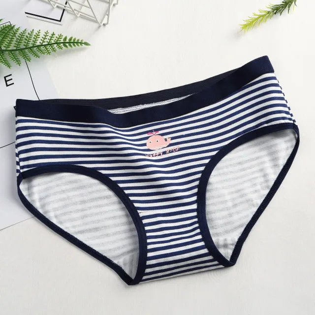 1pcs Women Stripe Briefs Cotton Sexy Panties Underwear Oversize Ladies Cartoon Cute Soft Kawaii Cute Plus Size XL/XXL Panty 20