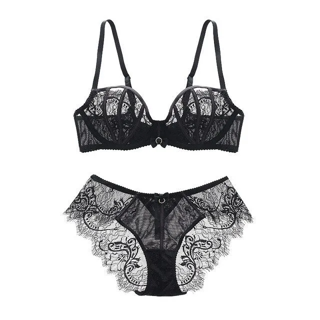 2017New fashion design europe victoria ultra thin lace sexy lingerie lace bra set women Gather breathable underwear bra sets JYF