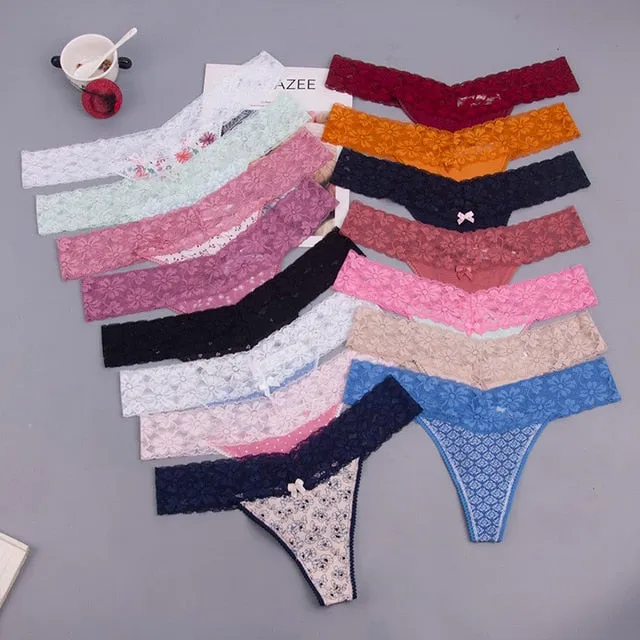 8color Gift full beautiful lace Women's Sexy lingerie Thongs G-string Underwear Panties Briefs Ladies T-back  3pcs/Lot xah11