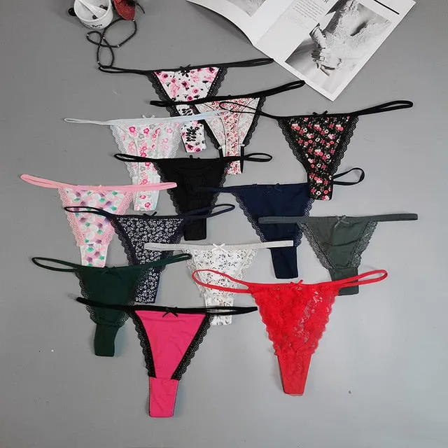 8color Gift full beautiful lace Women's Sexy lingerie Thongs G-string Underwear Panties Briefs Ladies T-back  3pcs/Lot xah11