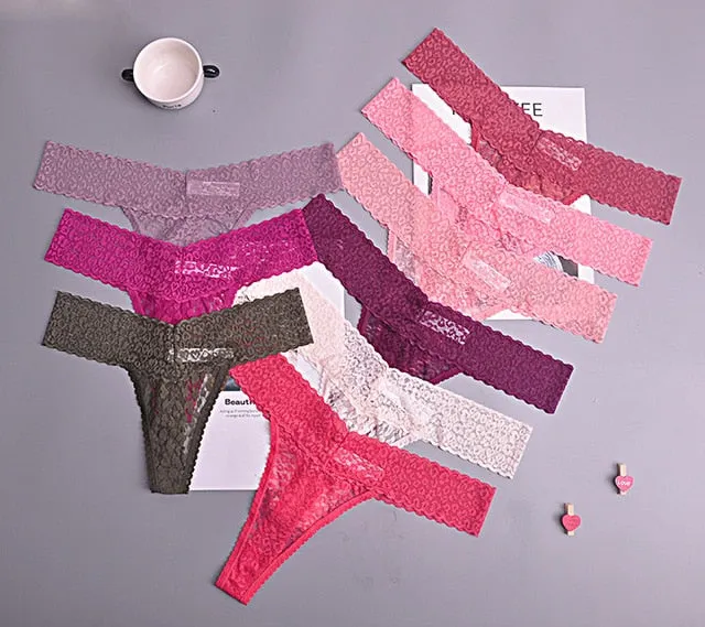 8color Gift full beautiful lace Women's Sexy lingerie Thongs G-string Underwear Panties Briefs Ladies T-back  3pcs/Lot xah11