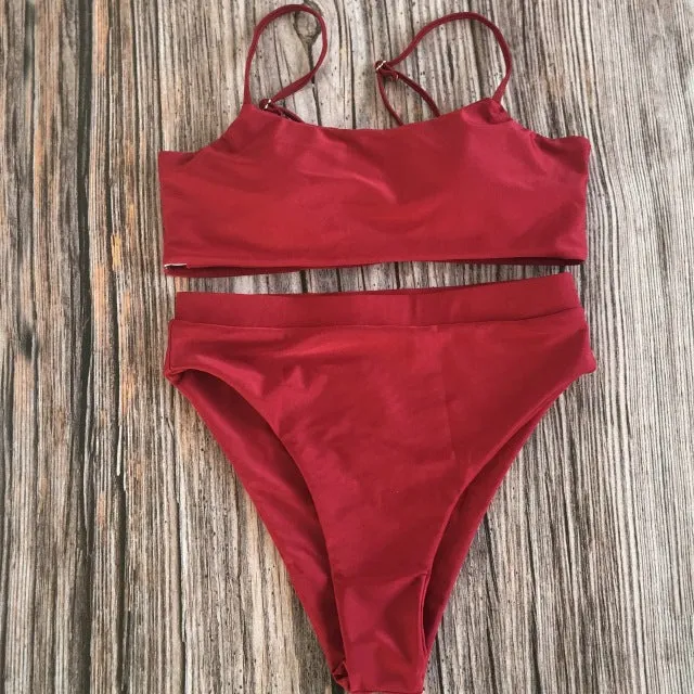 AIUJXK New 2019 Summer Sexy Lingerie Women High Waist Biquini Pink Bra Set Woman Swimwear 2 Piece Swimsuit Underwear Bating Suit