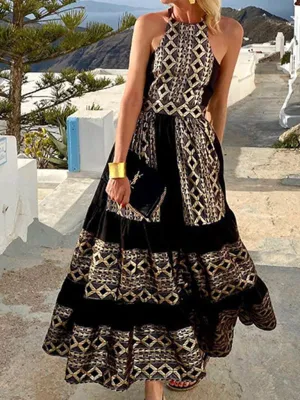 Bohemian Halter Neck Maxi Dress