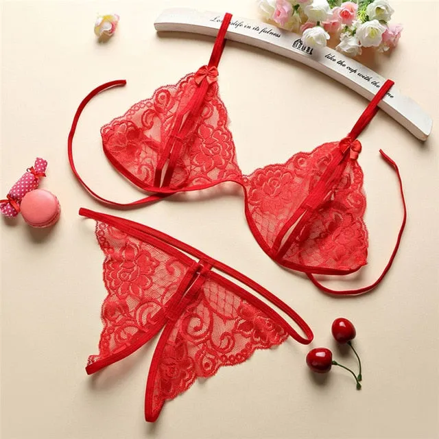 Bras For Women Sexy Lingerie Set Femme Push Up Bra And Panty Set Lace Underwear Bralette Transparent Bra Set Vintage Conjunto Bh