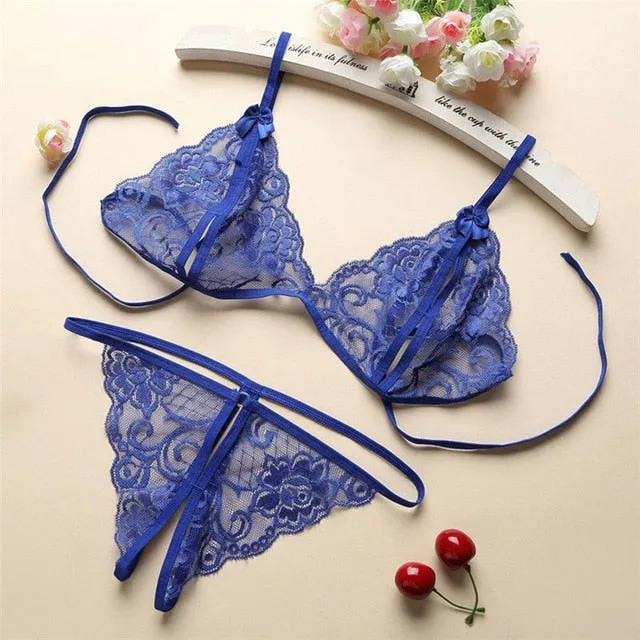Bras For Women Sexy Lingerie Set Femme Push Up Bra And Panty Set Lace Underwear Bralette Transparent Bra Set Vintage Conjunto Bh