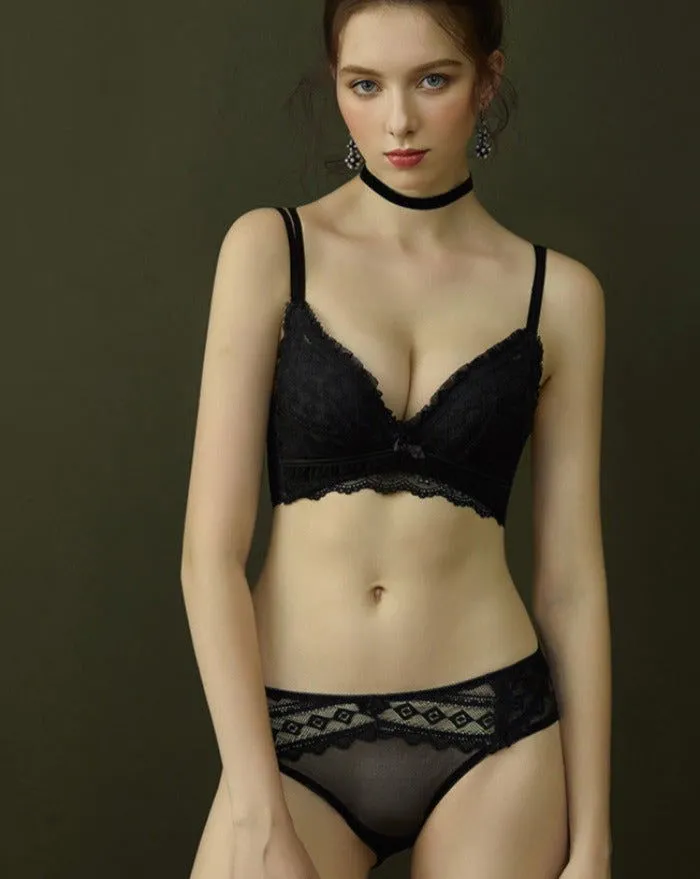 Classic Charm Lace Lingerie Set - Brown