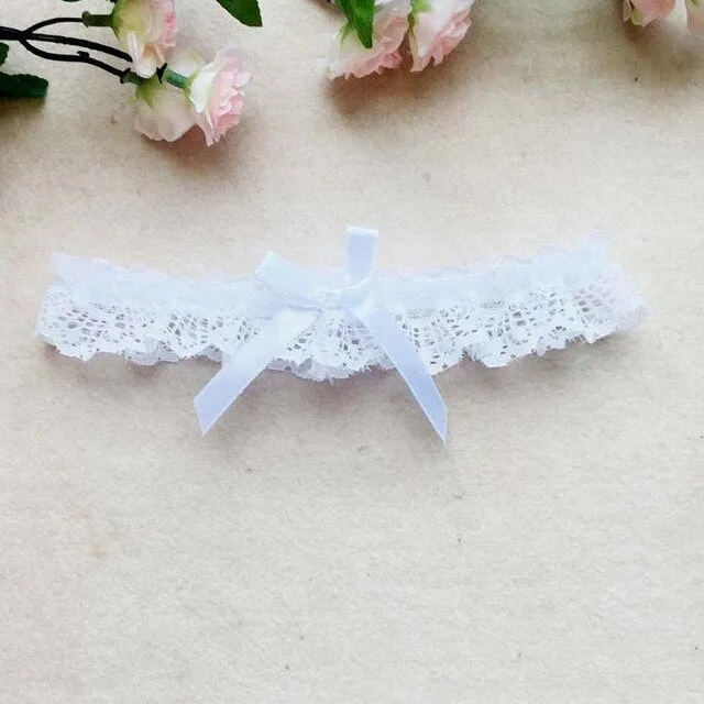 color Women Sexy Lingerie Lace Floral Garter Belt Bowknot Leg Loop Wedding Garters Bridal Cosplay Fashion Stocking Ring White