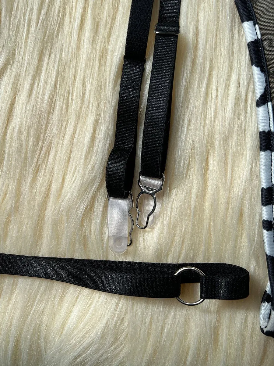 Cow Print Heart Garter Bra Set