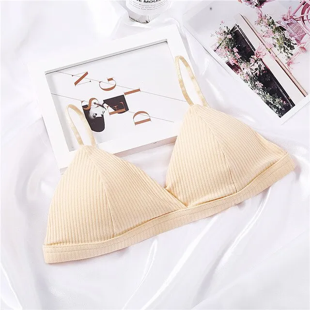 Deep V Wireless Bra French Style Bralette Sexy Lingerie Soft Women Bras Comfortable Cotton Crop Top Girl Brassier 32-38 5 Colors