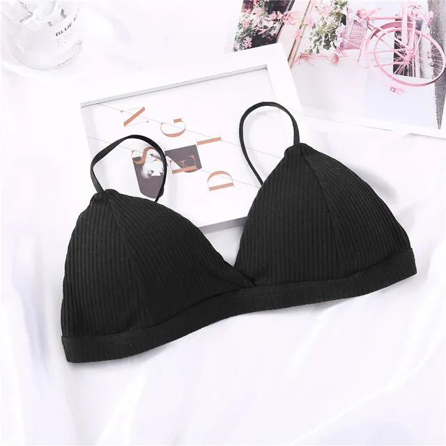 Deep V Wireless Bra French Style Bralette Sexy Lingerie Soft Women Bras Comfortable Cotton Crop Top Girl Brassier 32-38 5 Colors
