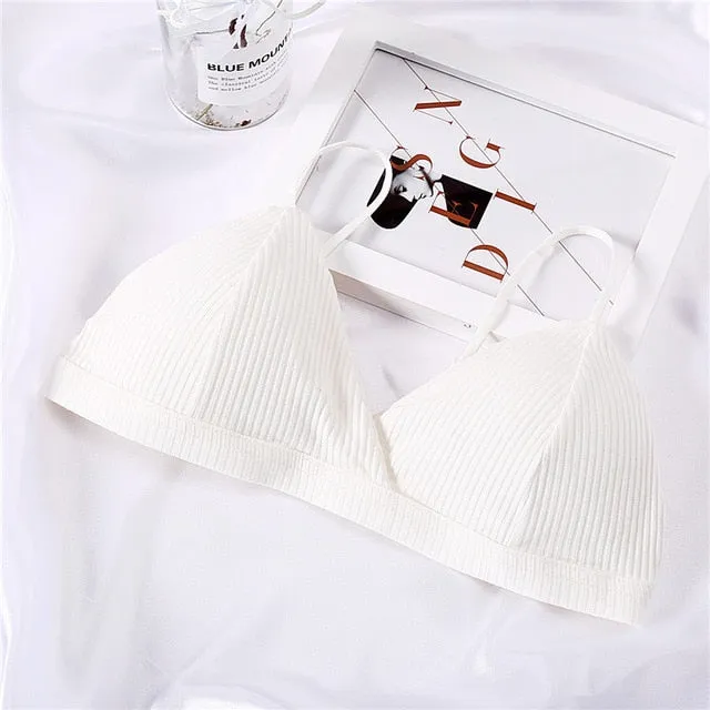 Deep V Wireless Bra French Style Bralette Sexy Lingerie Soft Women Bras Comfortable Cotton Crop Top Girl Brassier 32-38 5 Colors