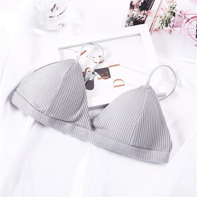 Deep V Wireless Bra French Style Bralette Sexy Lingerie Soft Women Bras Comfortable Cotton Crop Top Girl Brassier 32-38 5 Colors
