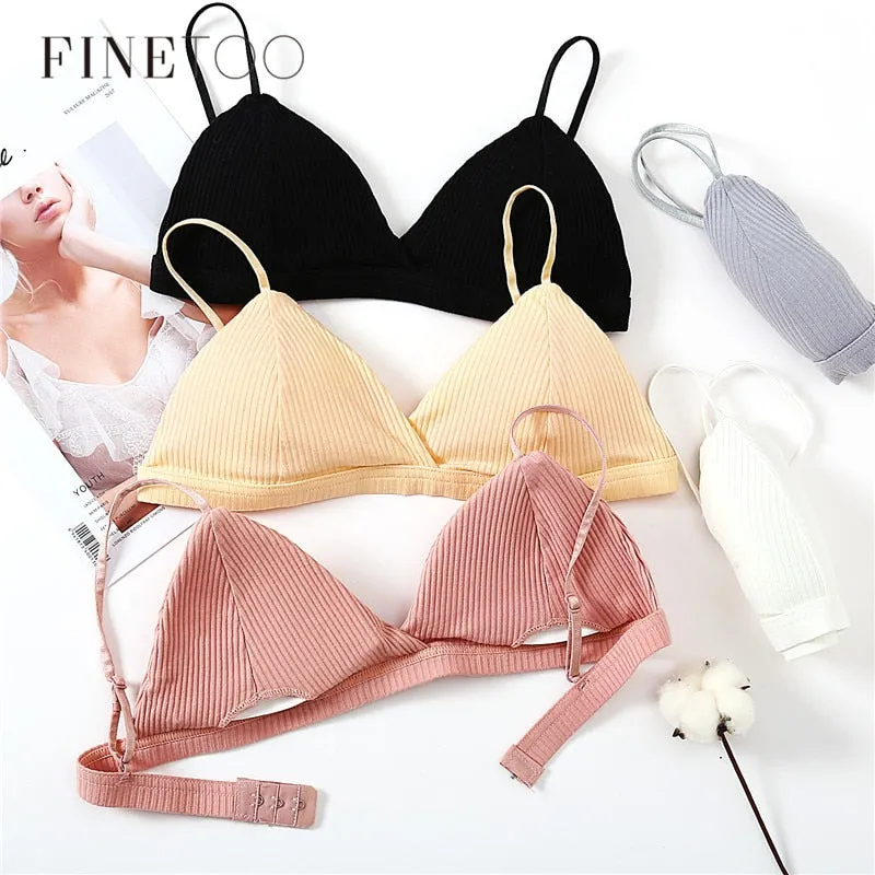 Deep V Wireless Bra French Style Bralette Sexy Lingerie Soft Women Bras Comfortable Cotton Crop Top Girl Brassier 32-38 5 Colors