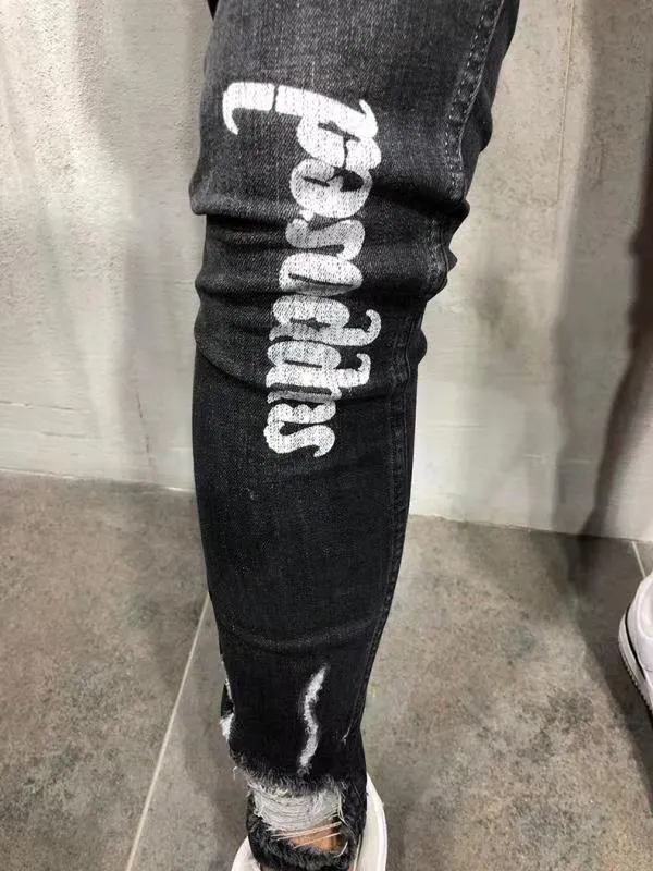 English printed gray pants