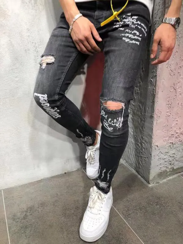 English printed gray pants