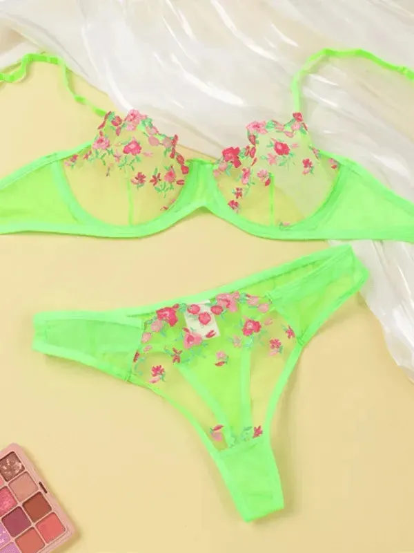 Floral Lingerie Bralette Set