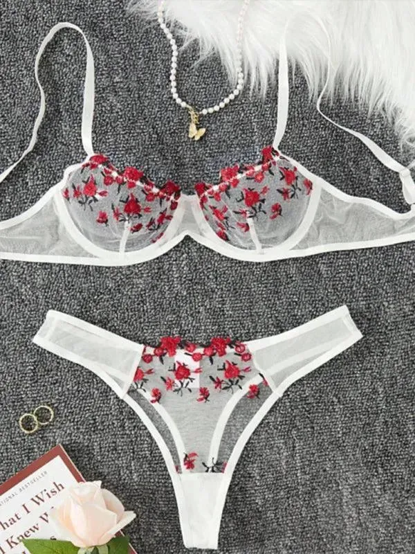 Floral Lingerie Bralette Set