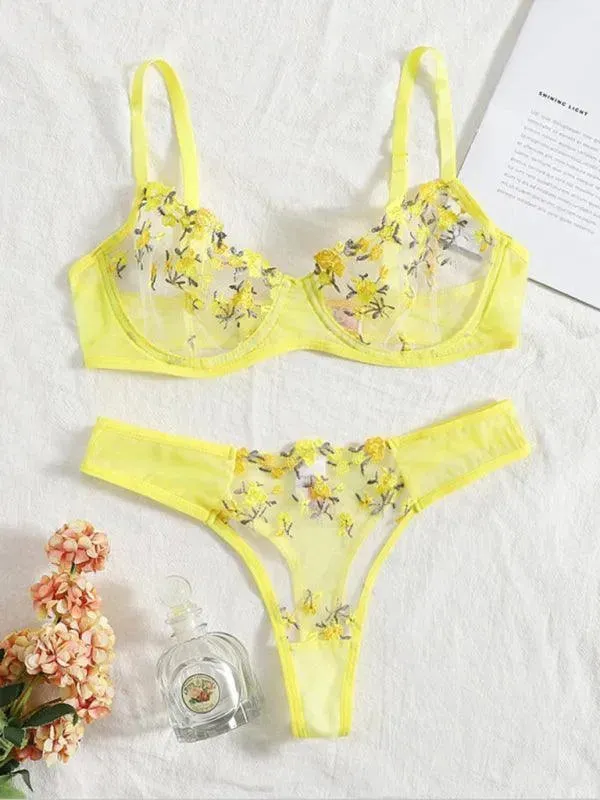 Floral Lingerie Bralette Set