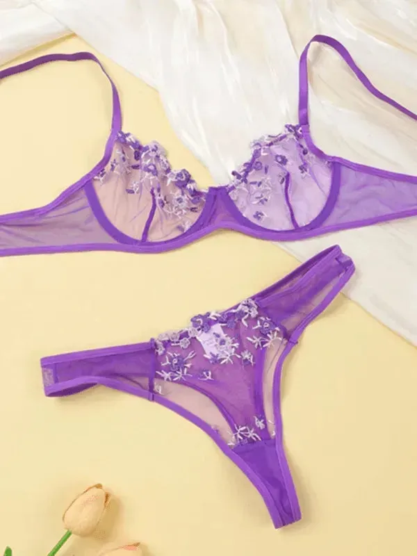 Floral Lingerie Bralette Set