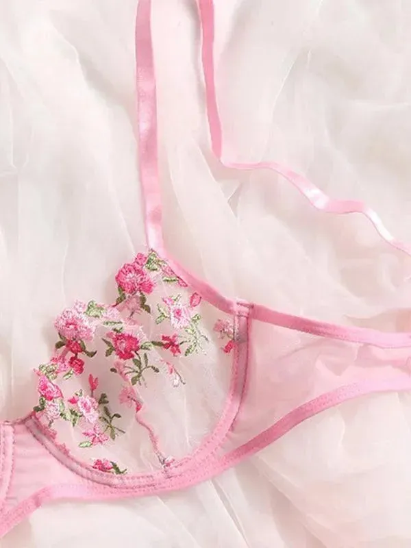 Floral Lingerie Bralette Set
