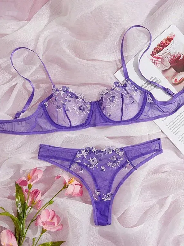 Floral Lingerie Bralette Set