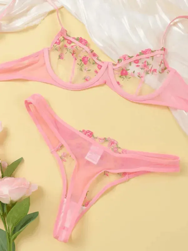 Floral Lingerie Bralette Set