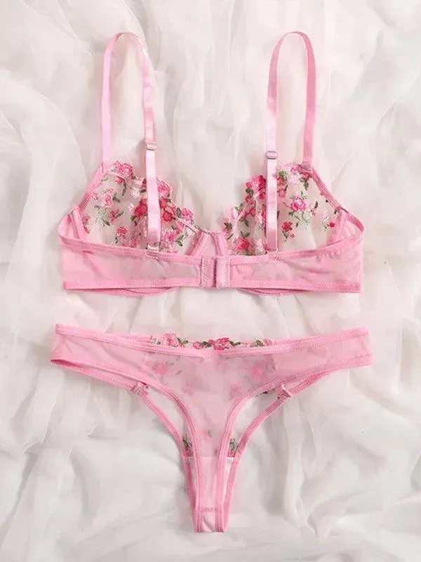 Floral Lingerie Bralette Set