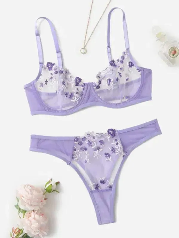 Floral Lingerie Bralette Set