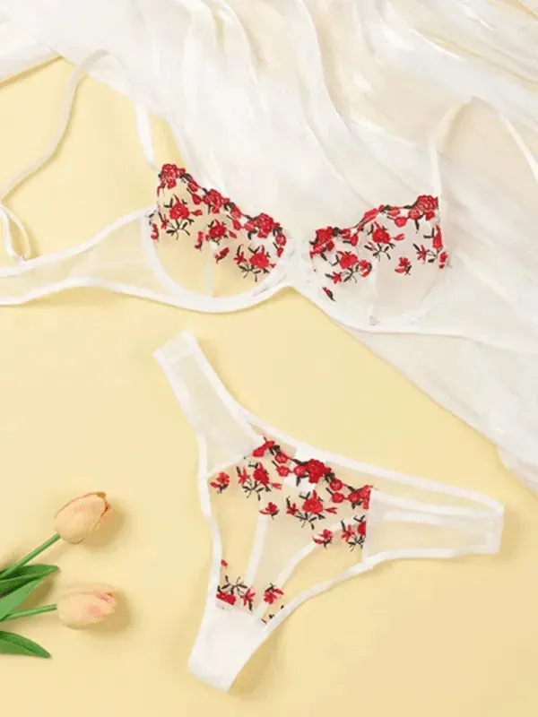 Floral Lingerie Bralette Set