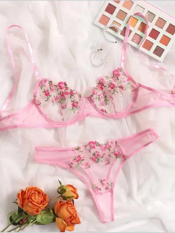 Floral Lingerie Bralette Set