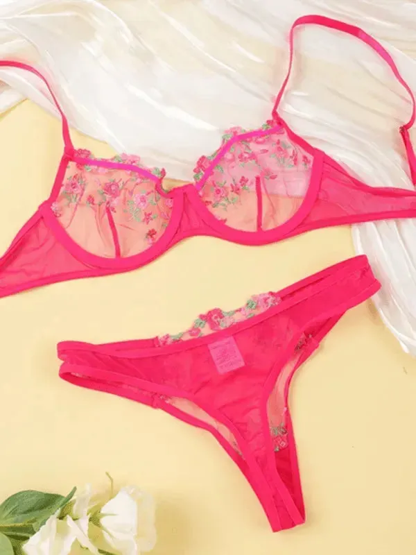Floral Lingerie Bralette Set