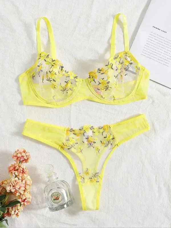 Floral Lingerie Bralette Set