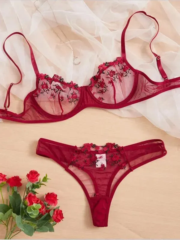 Floral Lingerie Bralette Set