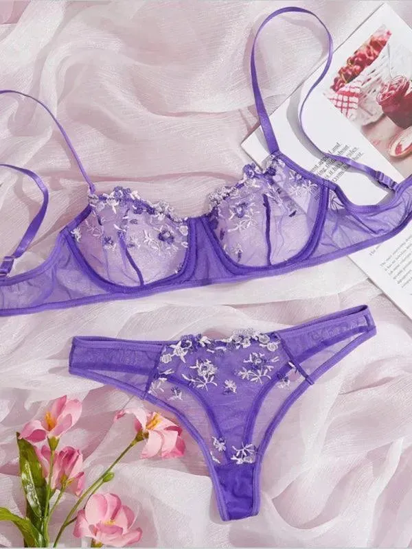 Floral Lingerie Bralette Set