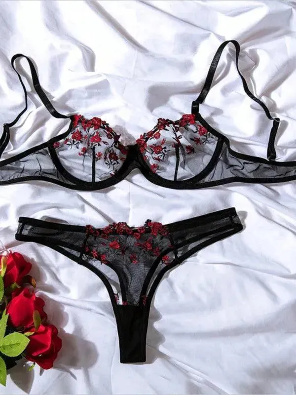 Floral Lingerie Bralette Set