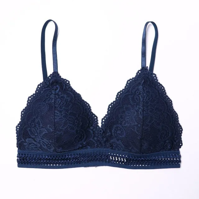 French Style Bralette Seamless Deep V Lace Girl Women Bra Wireless Thin Underwear Sexy Lingerie Soft Bras For Women Girl Hot