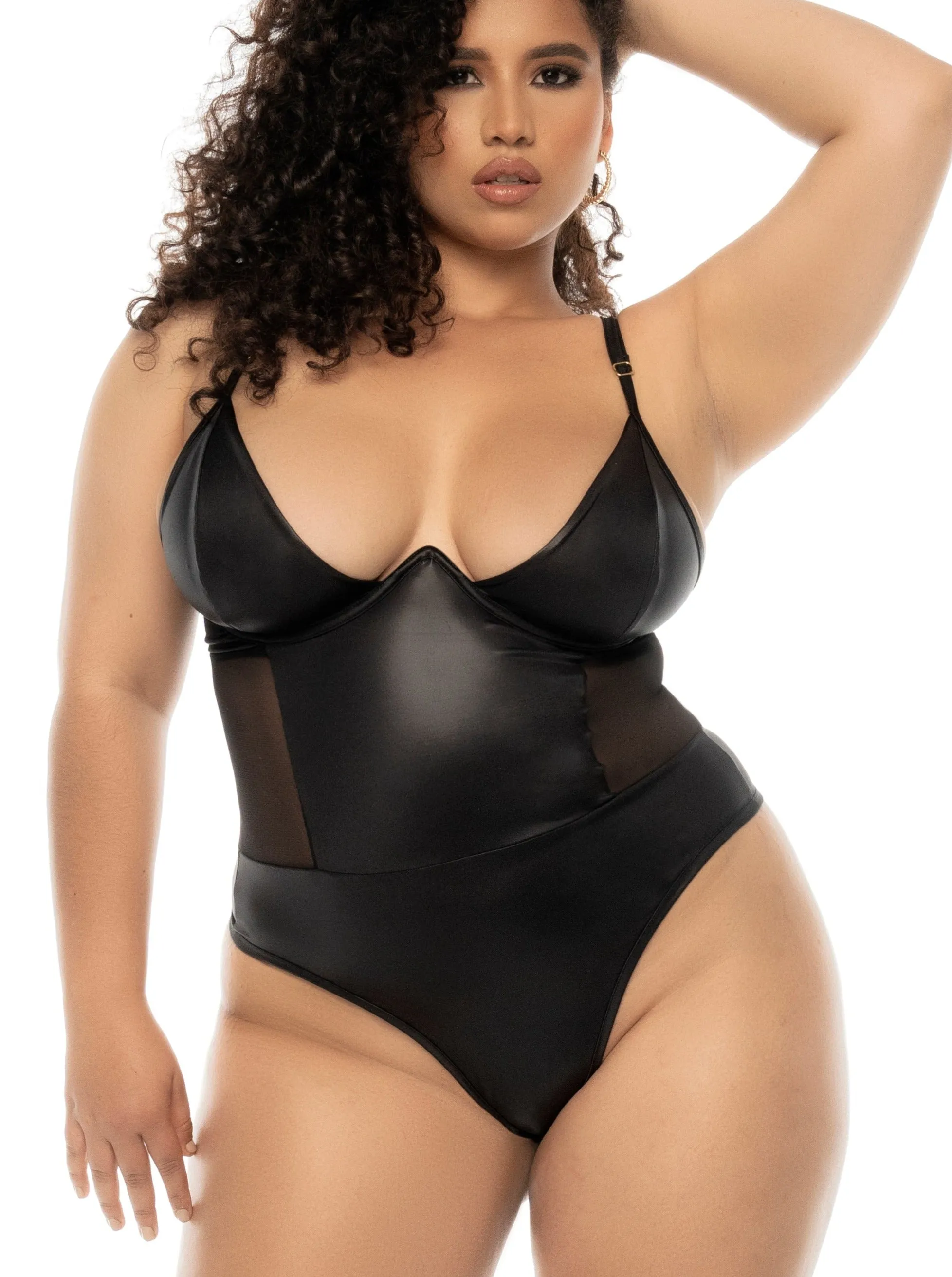 Mapale Queen Bibi Edgy Underwire Rebel Bodysuit Teddy Wet Look Black