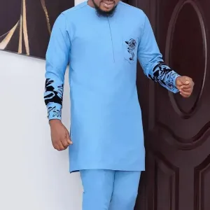 Men Relaxed Floral Cotton Two-Piece Set
