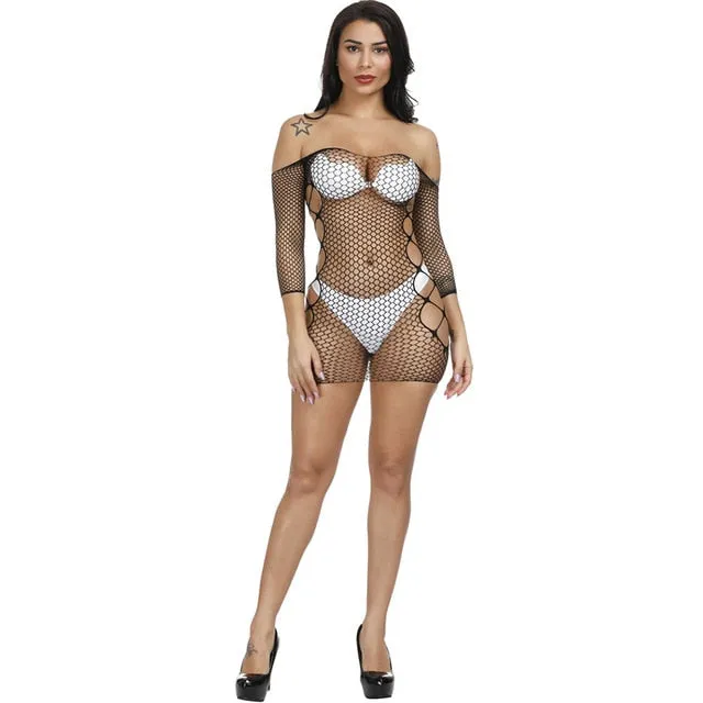ms ragdoll Fishnet Underwear Elasticity Cotton Lenceria Sexy Lingerie Mesh Baby Doll Dress Erotic Lingerie For Women Sex Costume