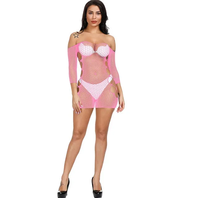ms ragdoll Fishnet Underwear Elasticity Cotton Lenceria Sexy Lingerie Mesh Baby Doll Dress Erotic Lingerie For Women Sex Costume