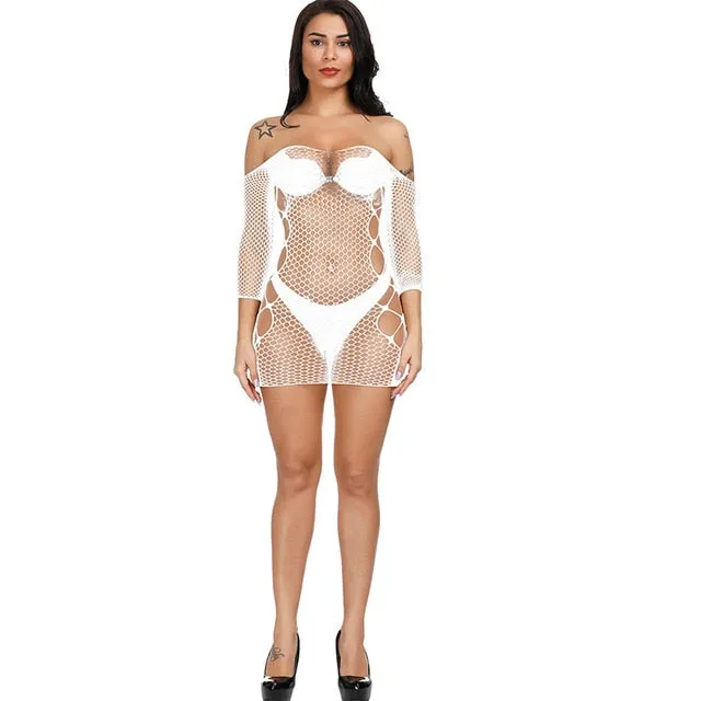 ms ragdoll Fishnet Underwear Elasticity Cotton Lenceria Sexy Lingerie Mesh Baby Doll Dress Erotic Lingerie For Women Sex Costume