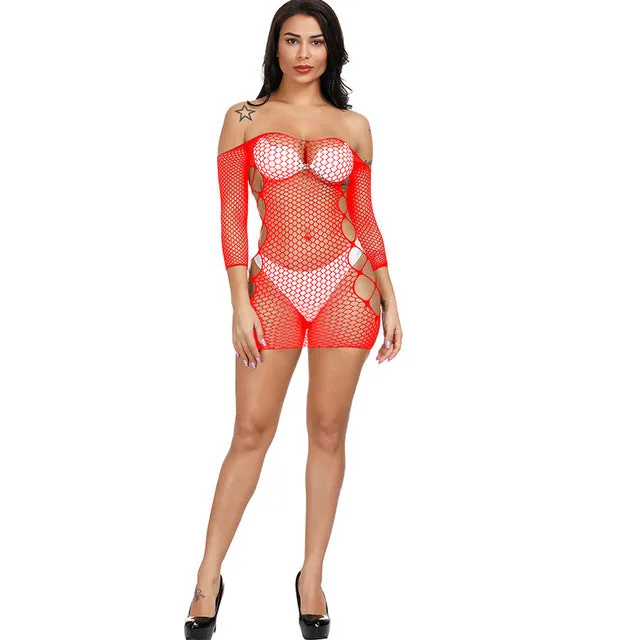 ms ragdoll Fishnet Underwear Elasticity Cotton Lenceria Sexy Lingerie Mesh Baby Doll Dress Erotic Lingerie For Women Sex Costume