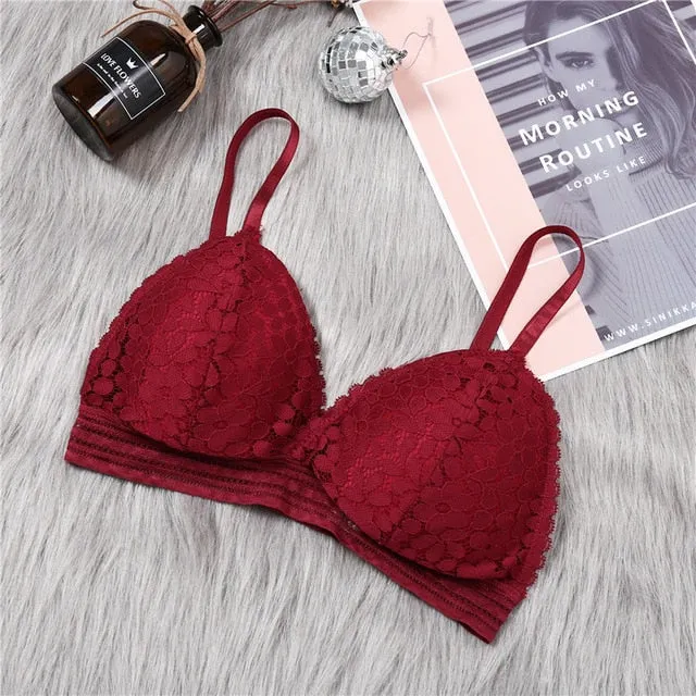 New Arrival Lace Bralette French Style Female Deep V Lace Bras Wireless Bra Thin Underwear Sexy Lingerie Soft Bras For Women