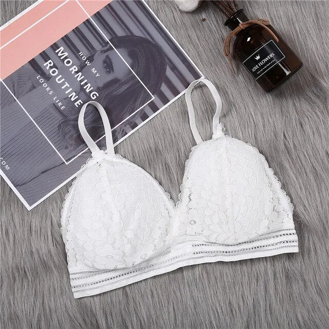 New Arrival Lace Bralette French Style Female Deep V Lace Bras Wireless Bra Thin Underwear Sexy Lingerie Soft Bras For Women