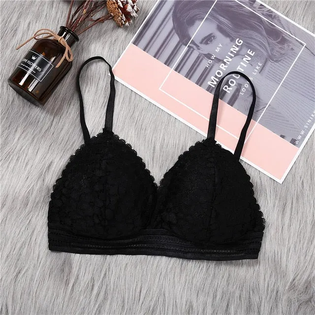 New Arrival Lace Bralette French Style Female Deep V Lace Bras Wireless Bra Thin Underwear Sexy Lingerie Soft Bras For Women