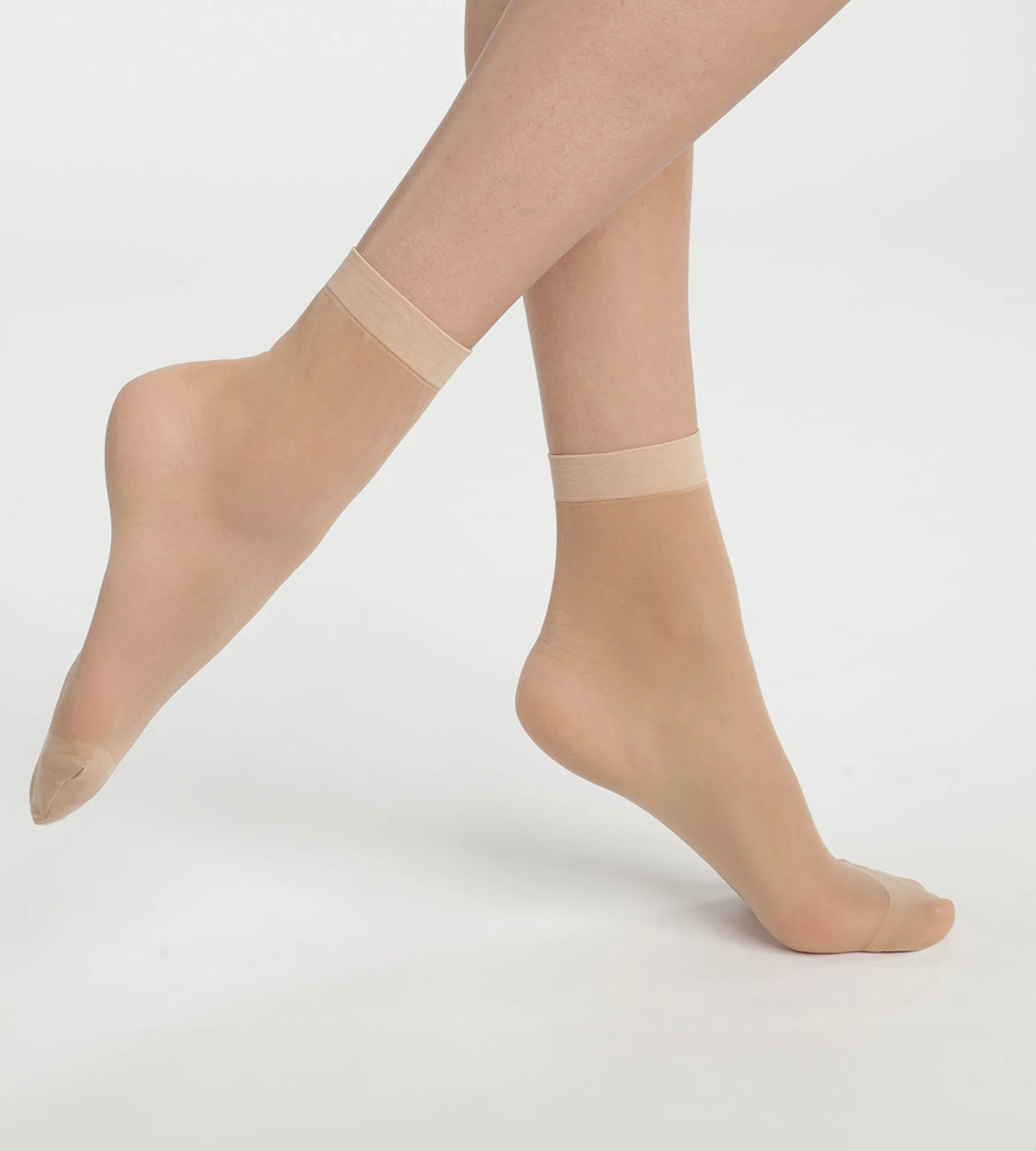 Pack of 2 Beige Ultra Resist knee-high socks made of reinforced voile