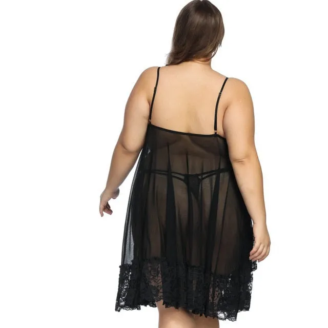 Plus size 6xl lingerie sleepwear White Night Gown Lingerie Ladies Sexy Lace Babydolls Sleepwear womens erotic sling Homewear