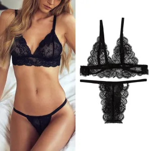 Plus Size Women Sexy Lingerie Transparent Bralette Set Lace Underwear Set Women Bra And Panty Set Sutia Bra Set Vs Ropa Interior